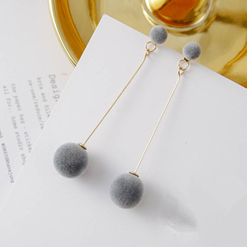 Plush Ball Drop Earrings